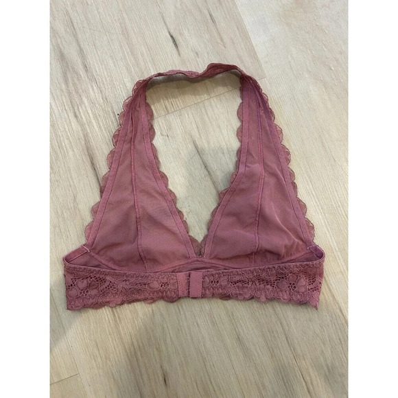 Free People Intimately FP Galloon Lace Halter Bralette Dusty Rose Pink S - Picture 3 of 5